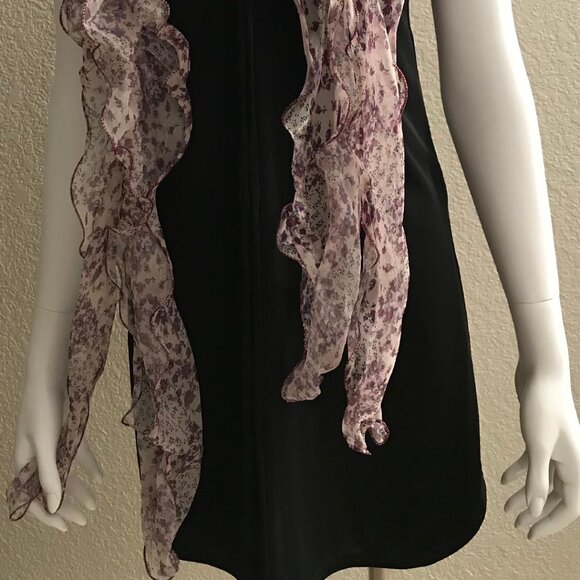 NWT Pier 1 Plum Chiffon Ruffle Floral Scarf - Picture 4 of 8